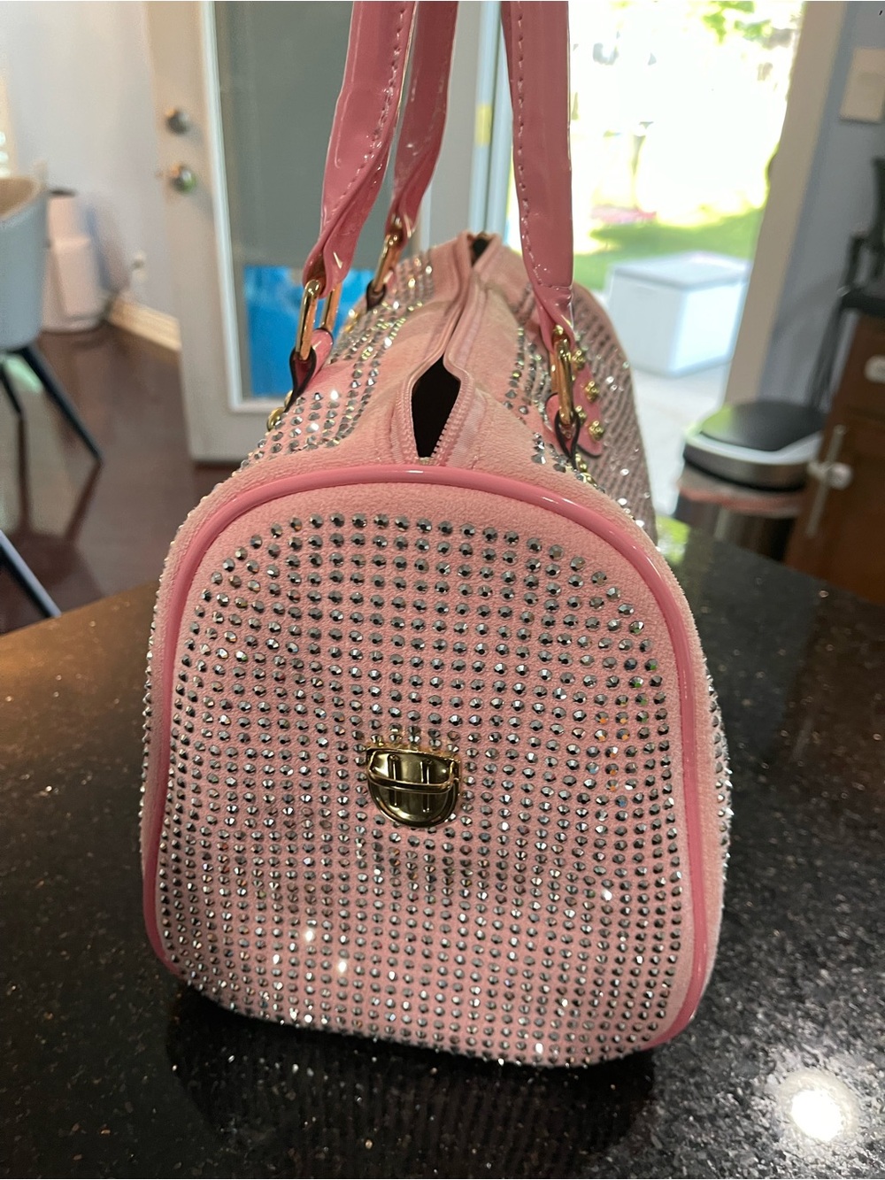 Pink Crystal-Embellished Satchel Bag - Picture 5 of 13